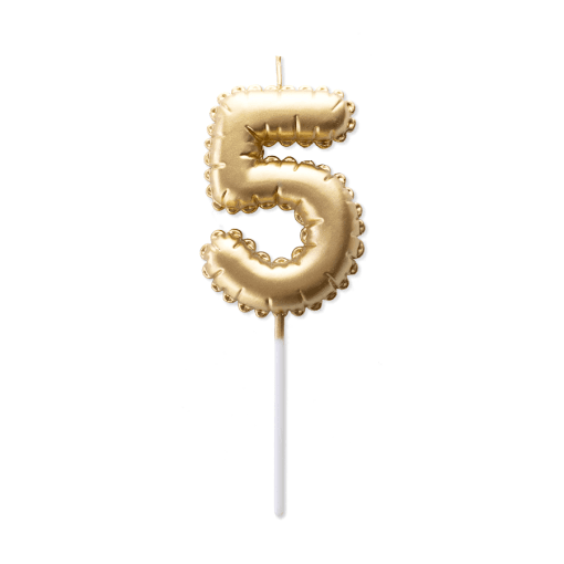 Vela CumpleaÑos Globo Dorada - Numero 5