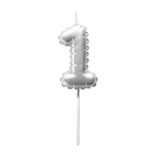Vela CumpleaÑos Globo Plateada - Numero 1