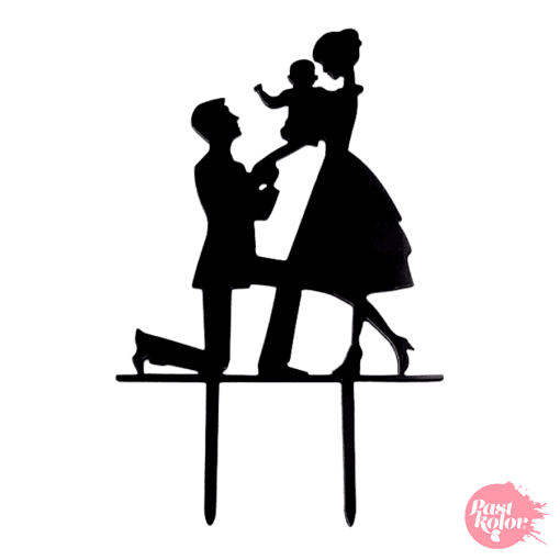 Topper Para Tarta Negro - Pedida En Familia