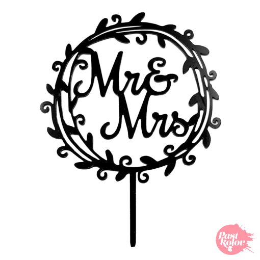 Topper Para Tarta Negro - Corona "mr & Mrs"