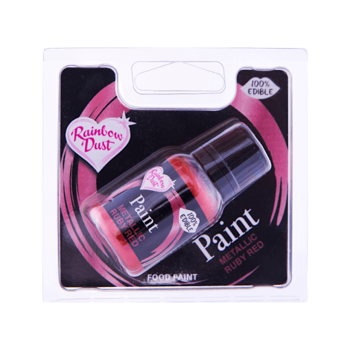 Pintura Metalizada Comestible Rainbow Dust - Ruby Red / Rojo Rubi (25 Ml)