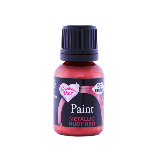 Pintura Metalizada Comestible Rainbow Dust - Ruby Red / Rojo Rubi (25 Ml) - Imagen 2