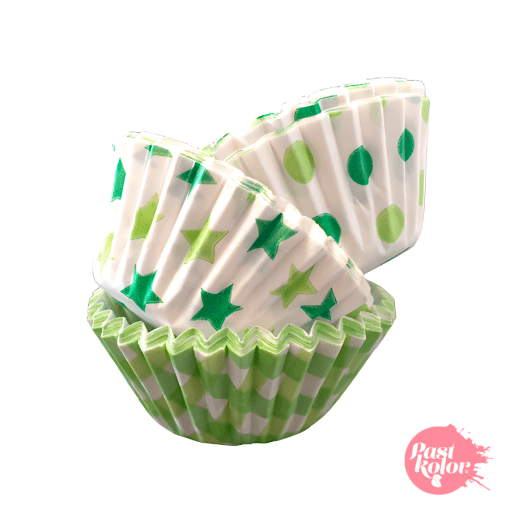 Capsulas Mini Cupcake Estampado Verde - 60 Unidades