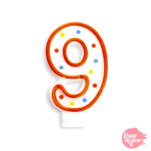 Vela CumpleaÑos Borde Rojo Y Lunares - Numero 9