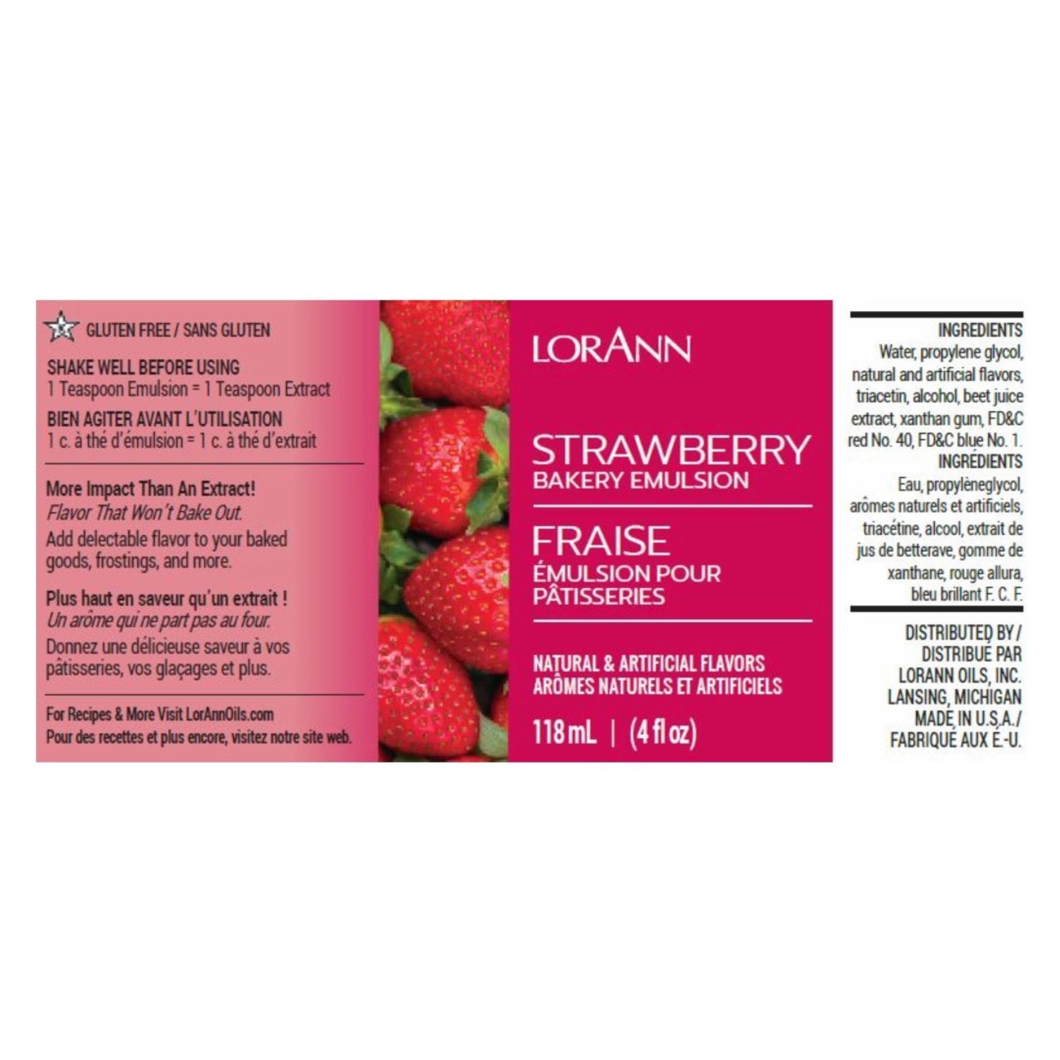 Emulsion De Panaderia Lorann - Fresa / Strawberry (118 Ml) - Imagen 2