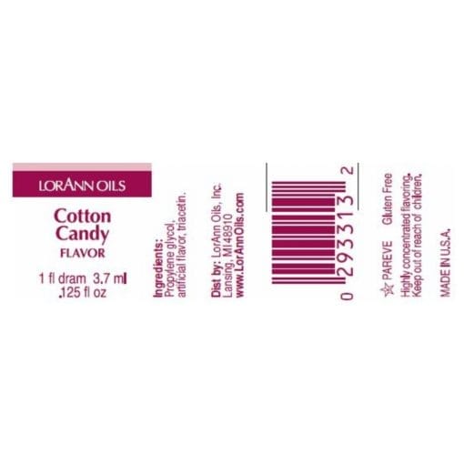 Aroma Concentrado Lorann - Algodon De Azucar / Cotton Candy (3,7 Ml) - Imagen 2