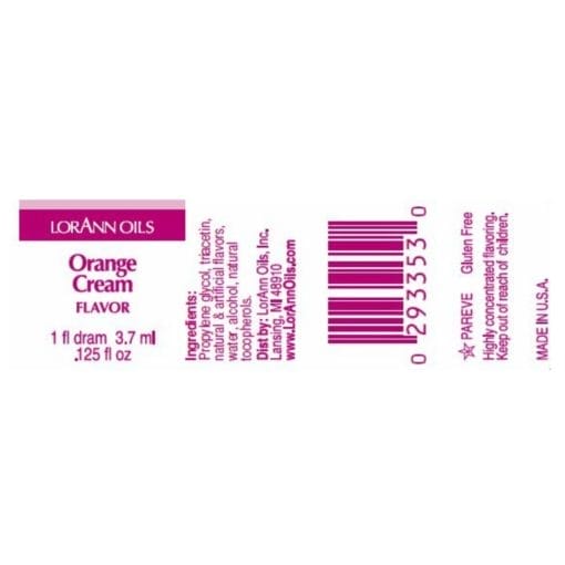 Aroma Concentrado Lorann - Crema De Naranja / Orange Cream (3,7 Ml)