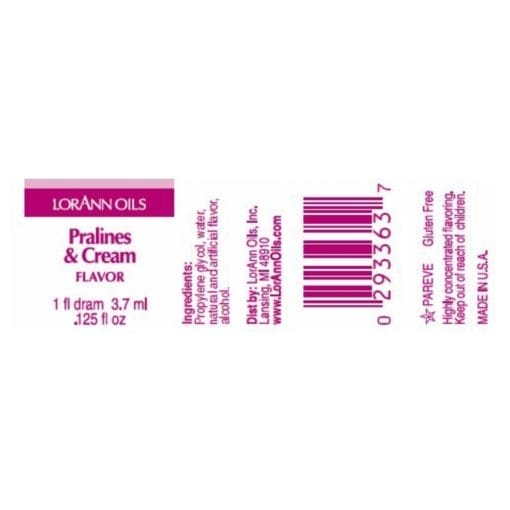 Aroma Concentrado Lorann - Praline Y Nata / Praline & Cream (3,7 Ml)