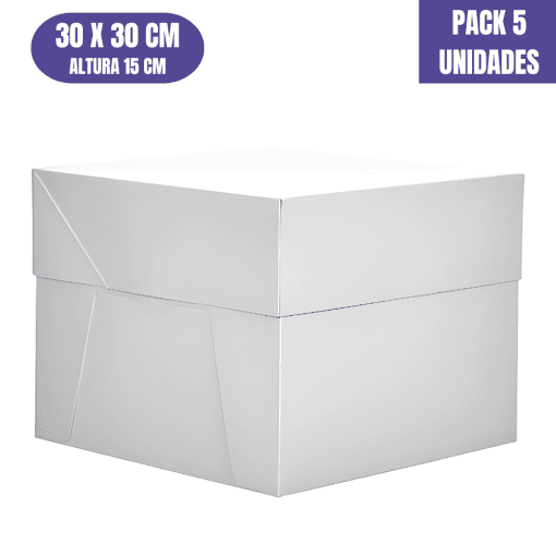 Caja Para Tarta Cuadrada Blanca - 30 Cm (5 Uds)