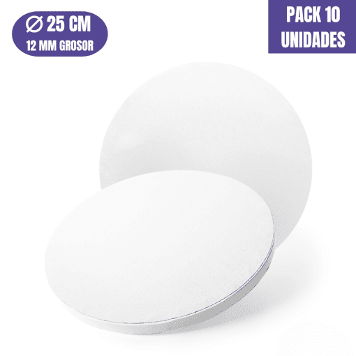 Base Para Tarta Redonda Blanca - 25 X 1,2 Cm (10 Uds)