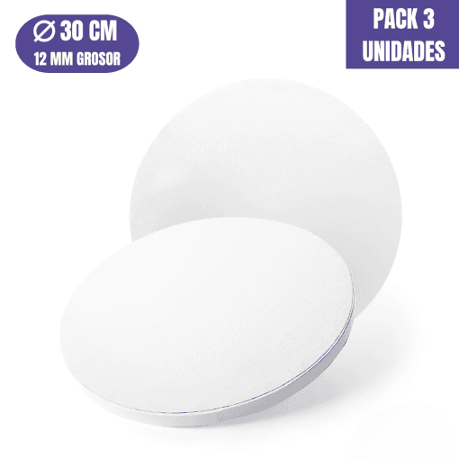 Base Para Tarta Redonda Blanca - 30 X 1,2 Cm (3 Uds)