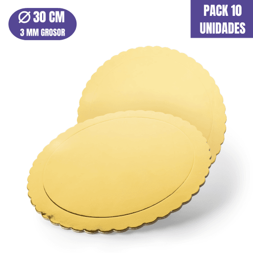 Base Para Tarta Redonda De 30 X 0,3 Cm - Dorada, Oro (acabado Ondas) [10 Uds]