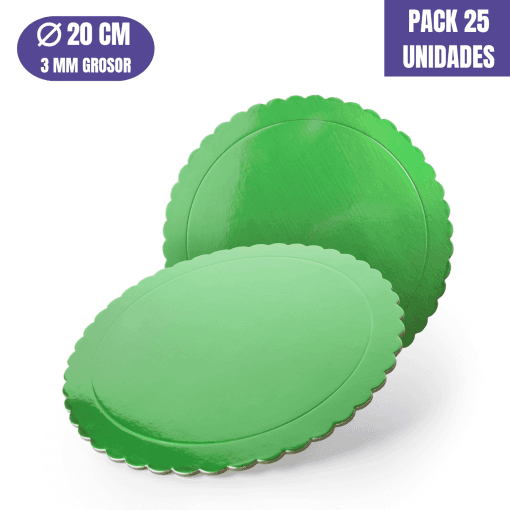 Base Para Tarta Redonda De 20 X 0,3 Cm - Verde (acabado Ondas) [25 Uds]