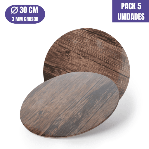 Base Para Tarta Redonda De 30 X 0,3 Cm - Madera Oscura [5 Uds]