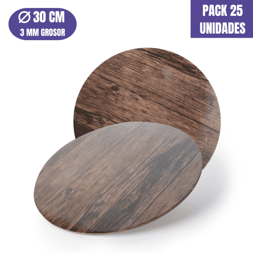 Base Para Tarta Redonda De 30 X 0,3 Cm - Madera Oscura [25 Uds]