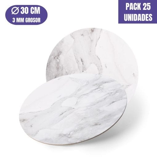 Base Para Tarta Redonda De 30 X 0,3 Cm - Marmol [25 Uds]
