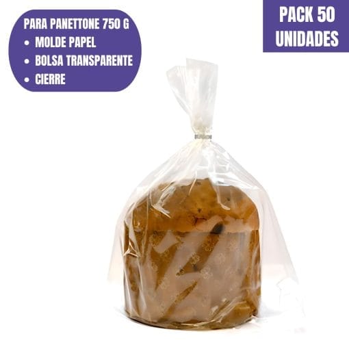 Set Molde De Papel Para Panettone + Envoltorio + Cierre - 750 G (50 Unidades)