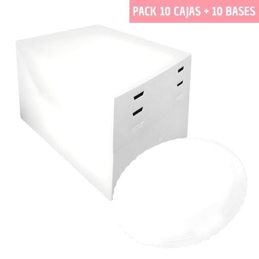Set 10 Cajas Para Tarta Alturas Ajustables + Bases Redondas Blancas - 24 Cm Ø - Imagen 3