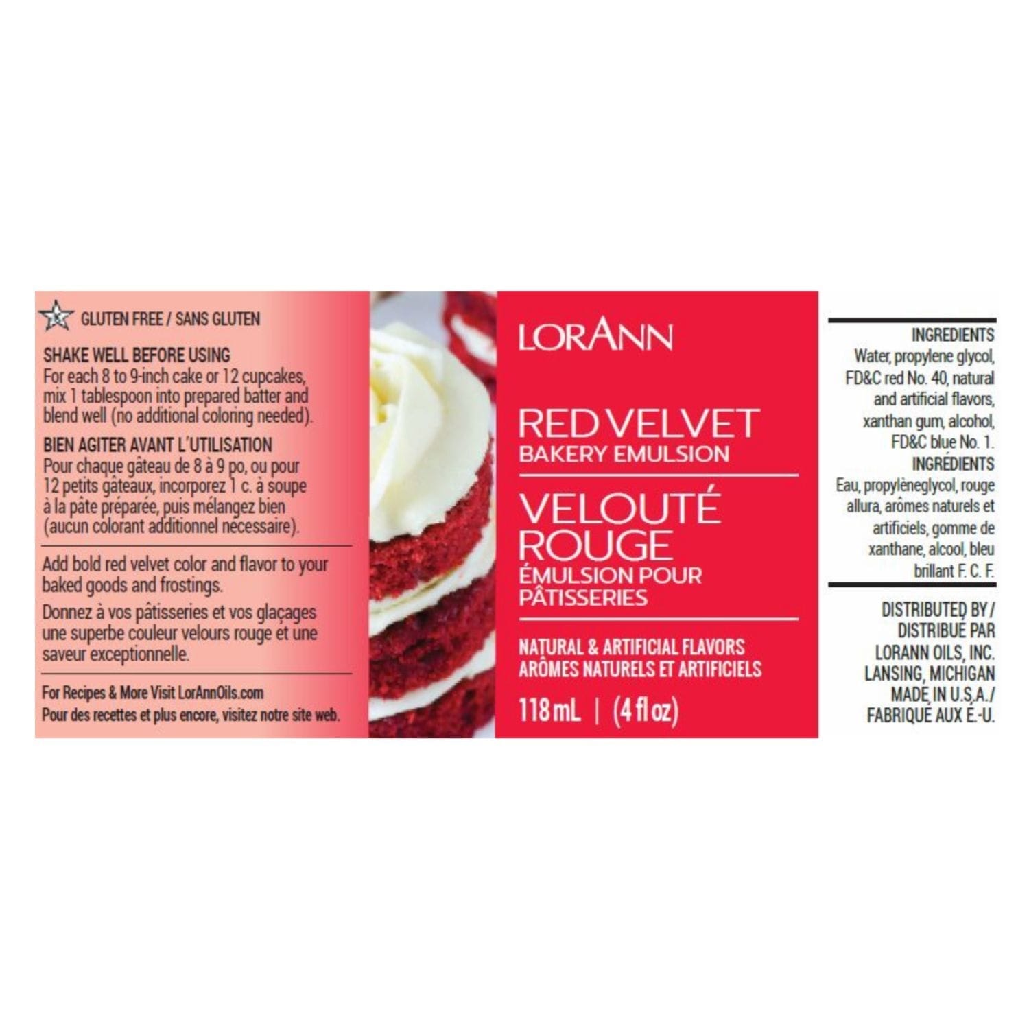 Emulsion De Panaderia Lorann - Red Velvet (473 Ml) - Imagen 2