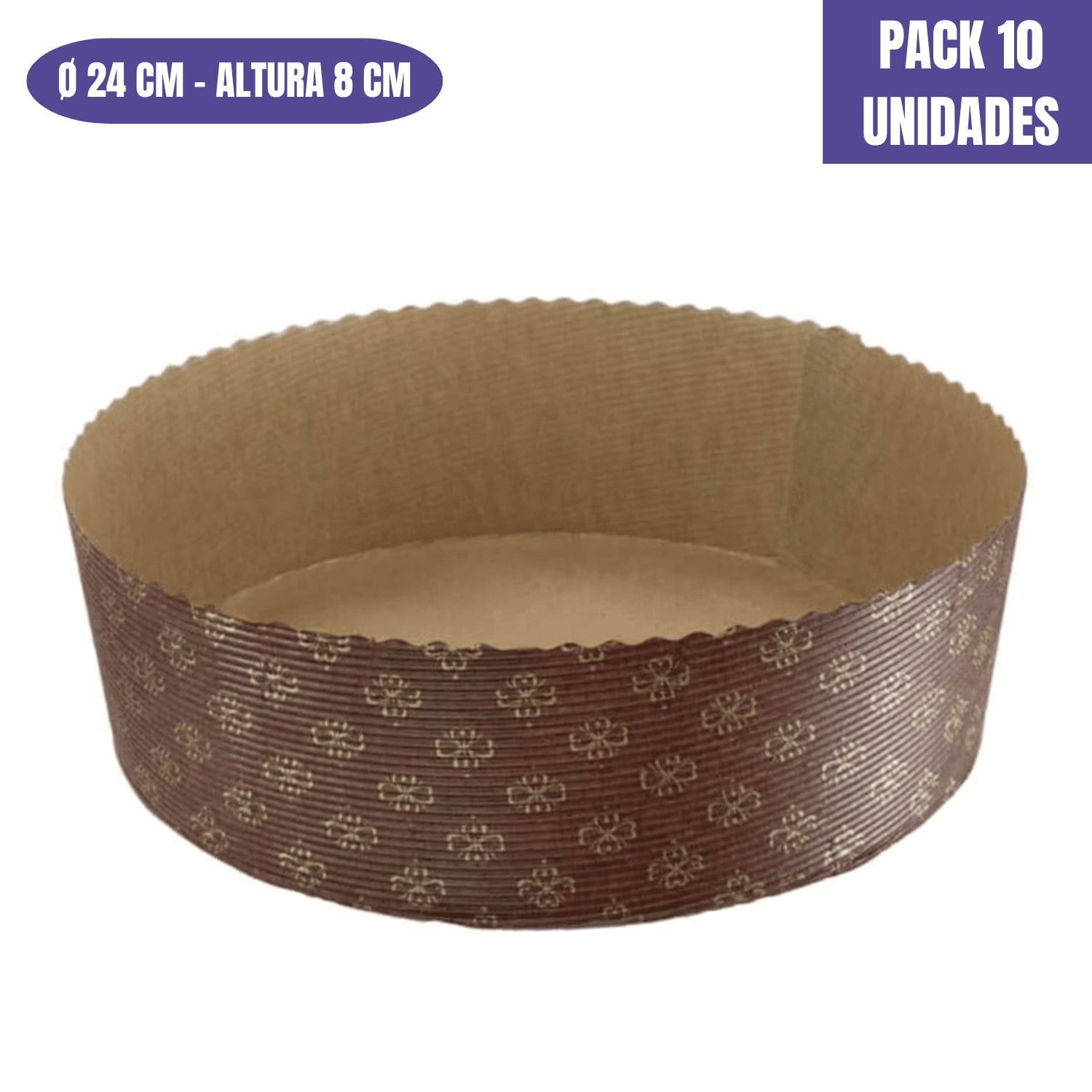 Molde De Papel Para Bizcocho Bajo - 24 X 8 Cm (10 Unidades)