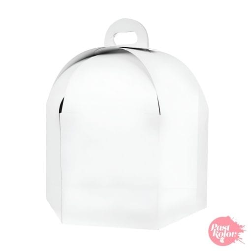 Caja Para Tarta Hexagonal Alta Blanca Con Asa - 35 Cm Ø