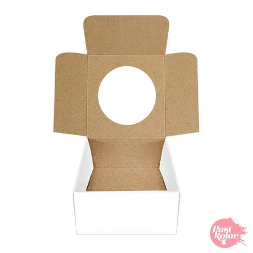 Caja Para Galletas Cuadrada Reversible - Blanca Y Kraft - Imagen 2