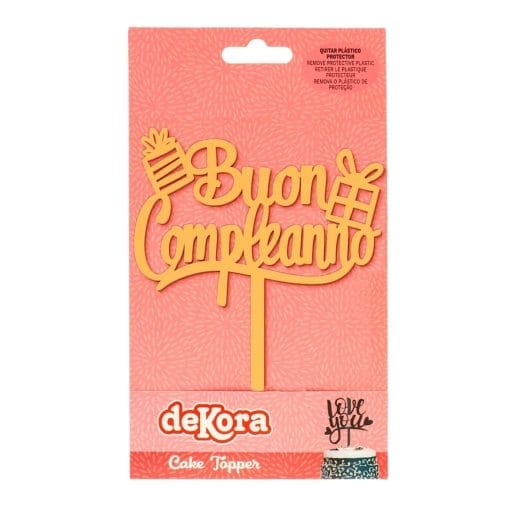 Topper Para Tarta Dorado Dekora - "buon Compleanno" - Imagen 3
