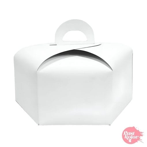 Caja Para Tarta Hexagonal Blanca Con Asa - 20 Cm Ø ( 5 Unidades )