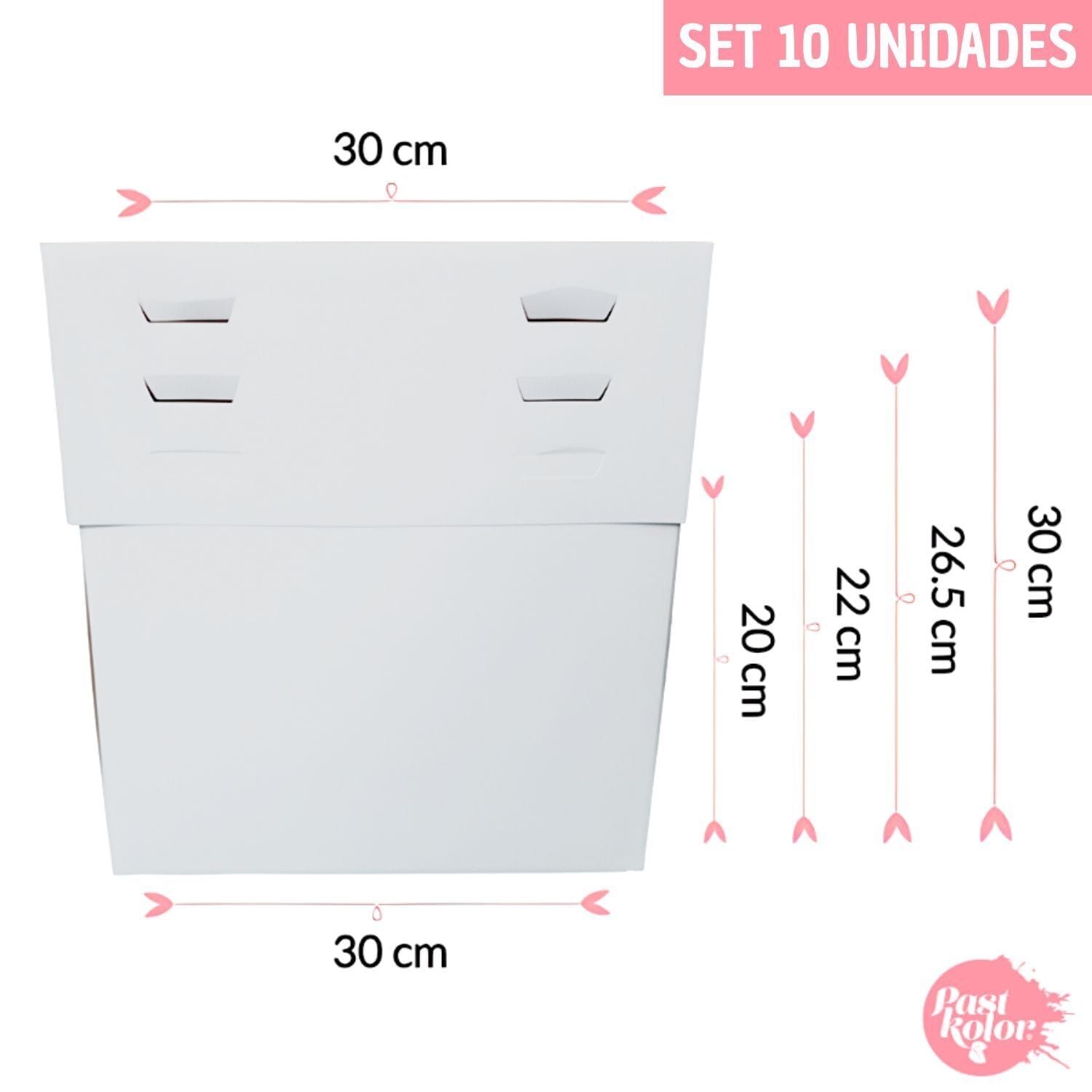 Set 10 Cajas Para Tarta 4 Alturas Ajustables - 30 Cm