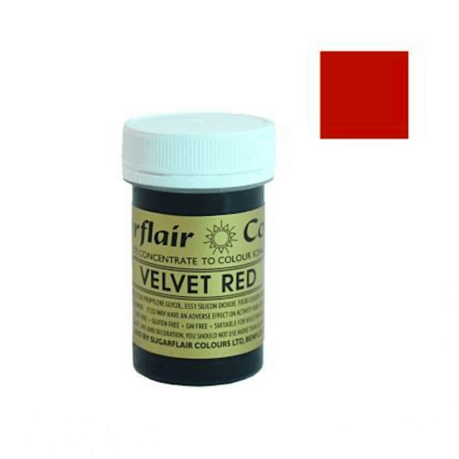 Colorante En Pasta Espectral Sugarflair Velvet Red - Rojo Terciopelo 25 G