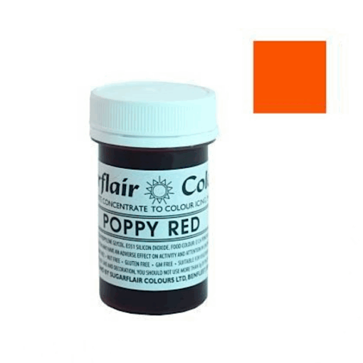 Colorante En Pasta Tartranil Sugarflair - Poppy Red / Rojo Amapola 25 G