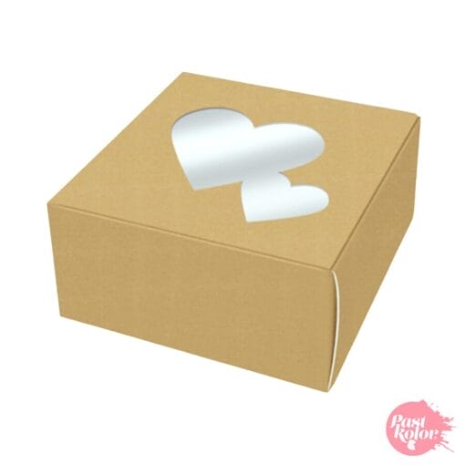 Caja Para 1 Galleta Con Corazones - Blanca Y Kraft