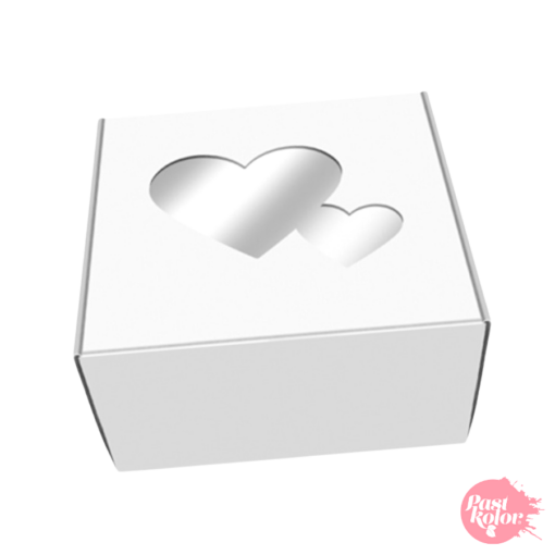 Caja Para 1 Galleta Con Corazones - Blanca Y Kraft - Imagen 2