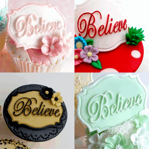 Molde Silicona Katy Sue - Mini Placa "believe" / "creer" - Imagen 2