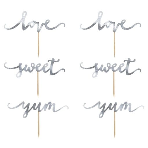 Topper Para Cupcakes Partydeco - Love Plata - Imagen 2