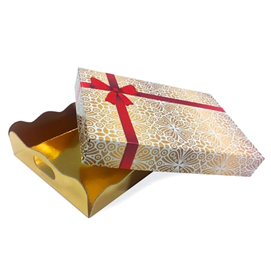 Bandeja Dorada + Tapa Con Lazo Rojo - 34 X 25 Cm - Imagen 15