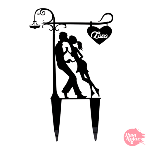 Topper Para Tarta Negro - Beso "love"