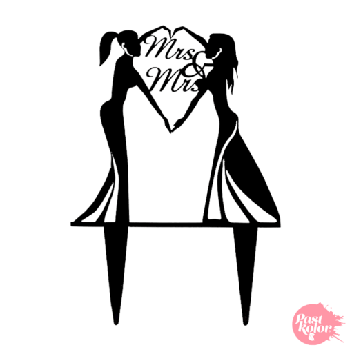 Topper Para Tarta Negro - Novias Corazon
