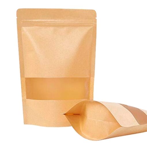 Bolsa Papel Kraft Con Cierre Zip Y Ventana - Mediana