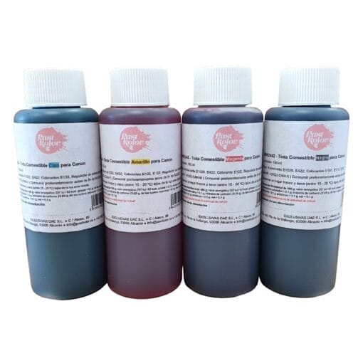 Pack 4 Botes De Recarga Tinta Comestible (canon) Pastkolor - 100 Ml