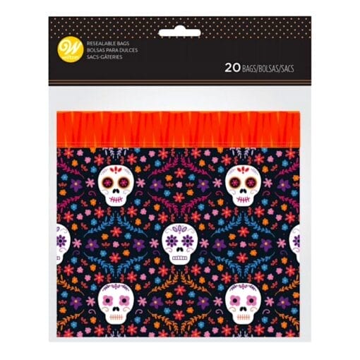 Bolsas Para Dulces (cierre Zip) Wilton - Dia De Los Muertos (20 U)