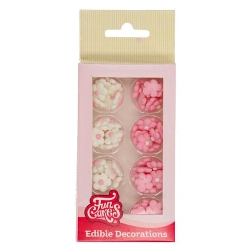 Decoraciones De Azucar Funcakes - Mini Flores Blancas Y Rosas