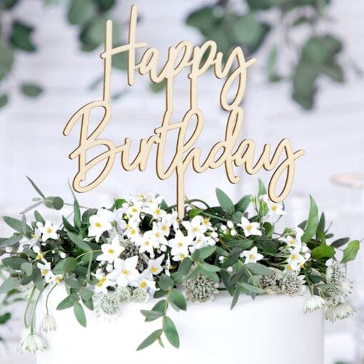 Topper Para Tarta Madera Partydeco - "happy Birthday"