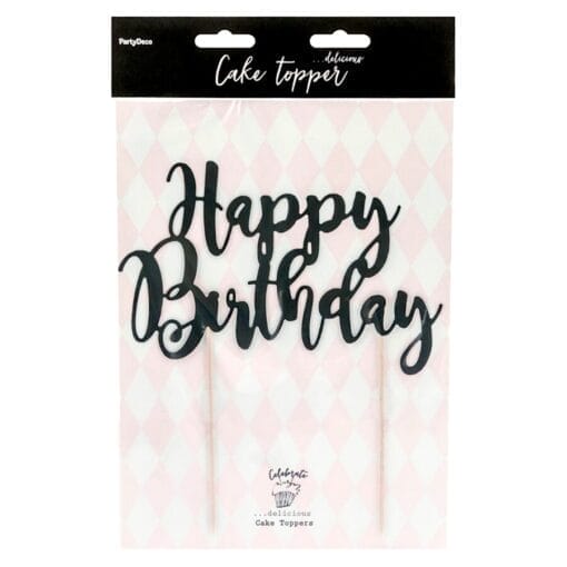 Topper Para Tarta Partydeco - "happy Birthday" Negro - Imagen 3