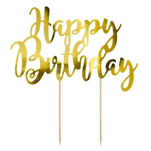 Topper Para Tarta Partydeco - "happy Birthday" Oro