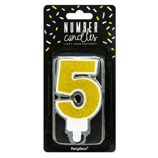 Vela CumpleaÑos Dorada "partydeco" - Numero 5