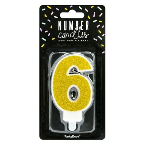 Vela CumpleaÑos Dorada "partydeco" - Numero 6