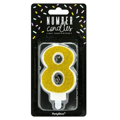 Vela CumpleaÑos Dorada "partydeco" - Numero 8