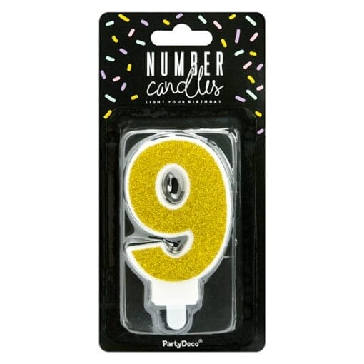 Vela CumpleaÑos Dorada "partydeco" - Numero 9 - Imagen 2