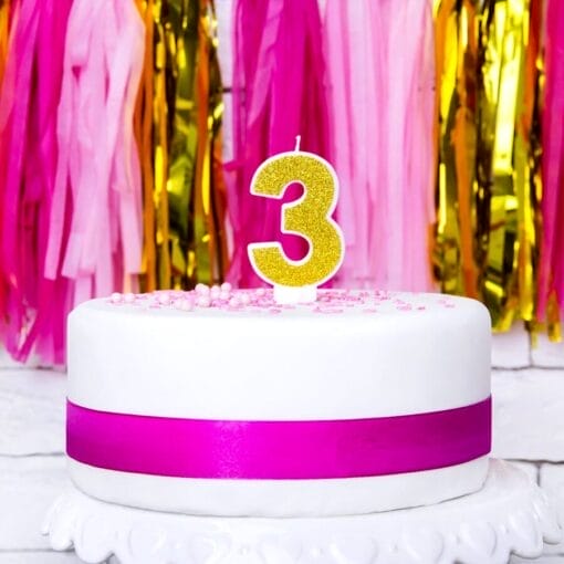 Vela CumpleaÑos Dorada "partydeco" - Numero 3 - Imagen 2
